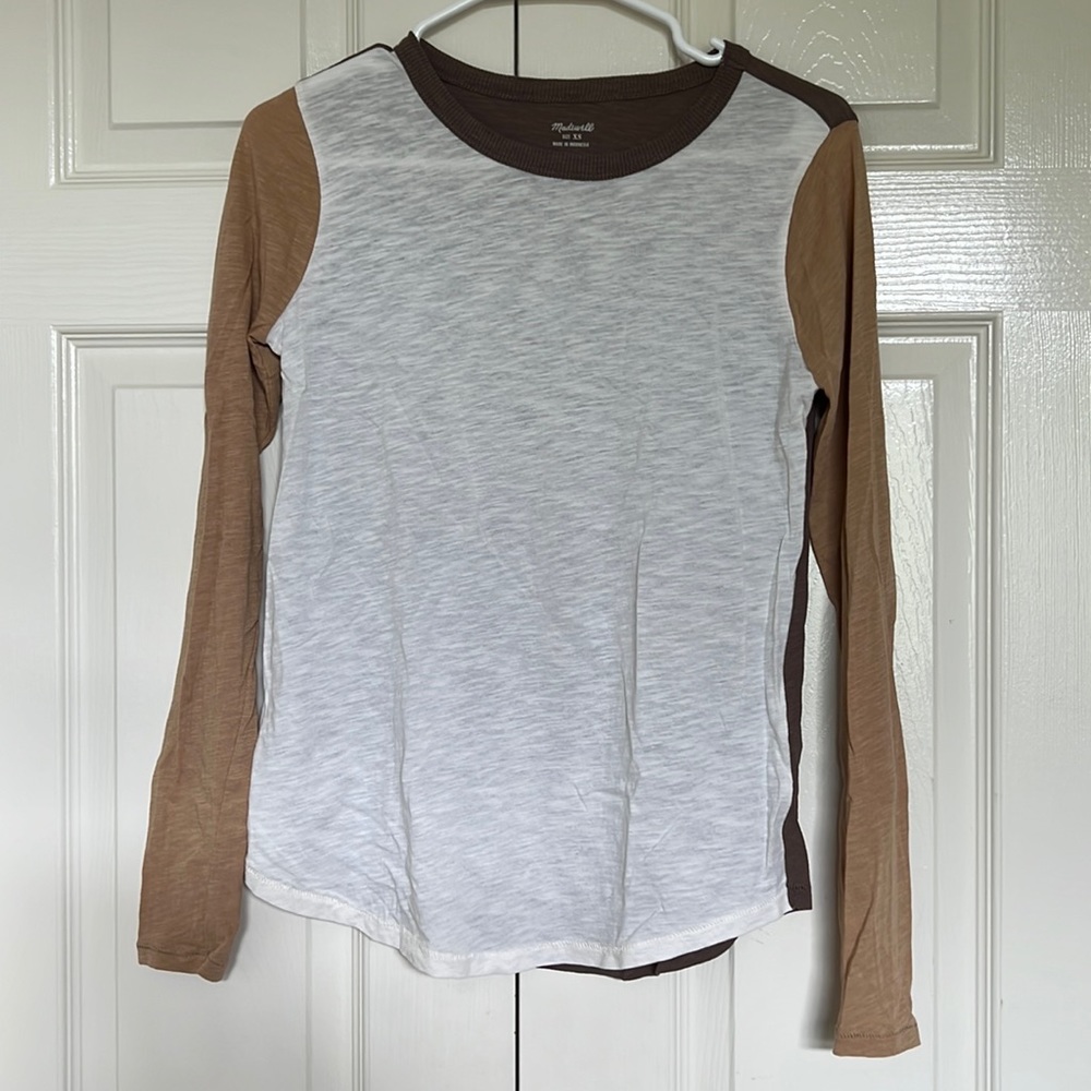 NWOT Madewell color block long sleeve shirt size xs